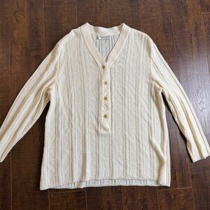 Vintage Philippe Marques Women's Sweater Cardigan White Golden Buttons Petite 14